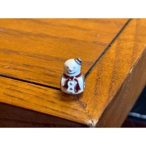 Authentic Pandora Happy Snowman Charm White Enamel Sterling Silver P-240